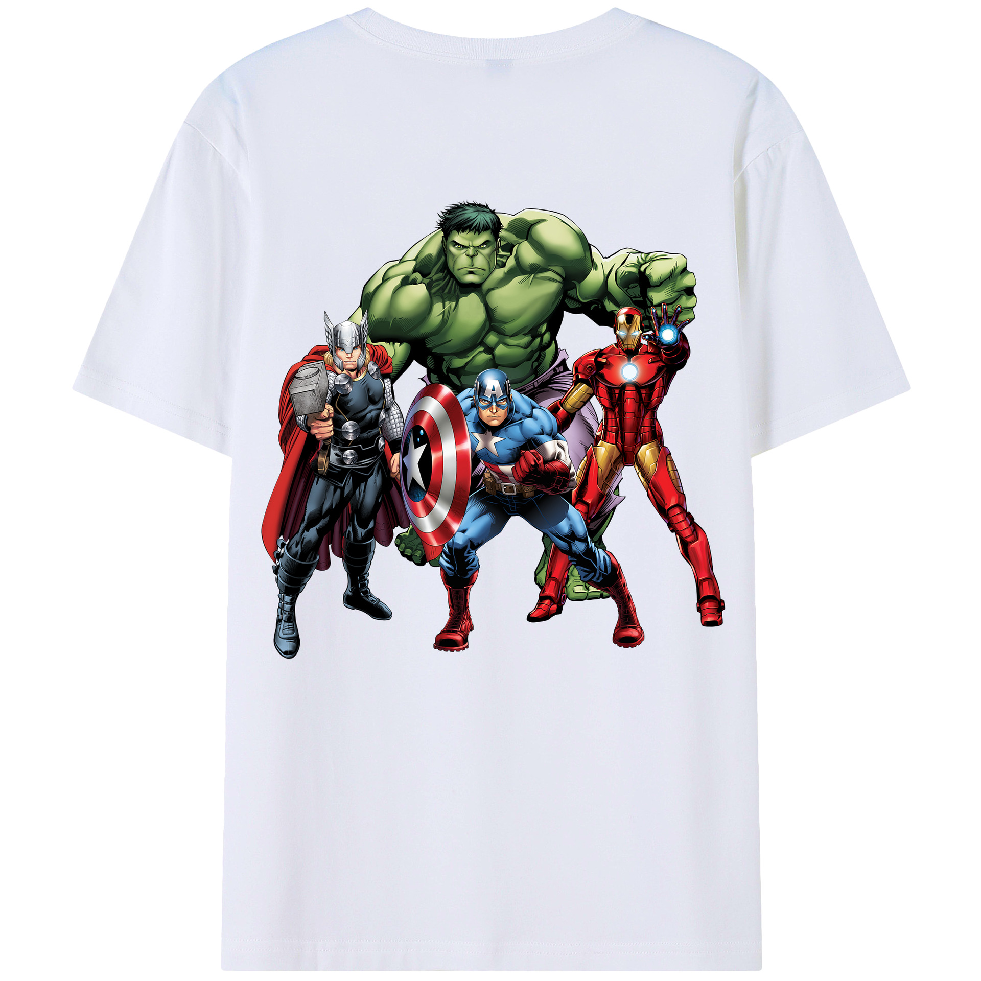 （画像用） アベンジャーズ The Avengers 綿100％ メンズ半袖Tシャツ（バックプリント） 通気性
