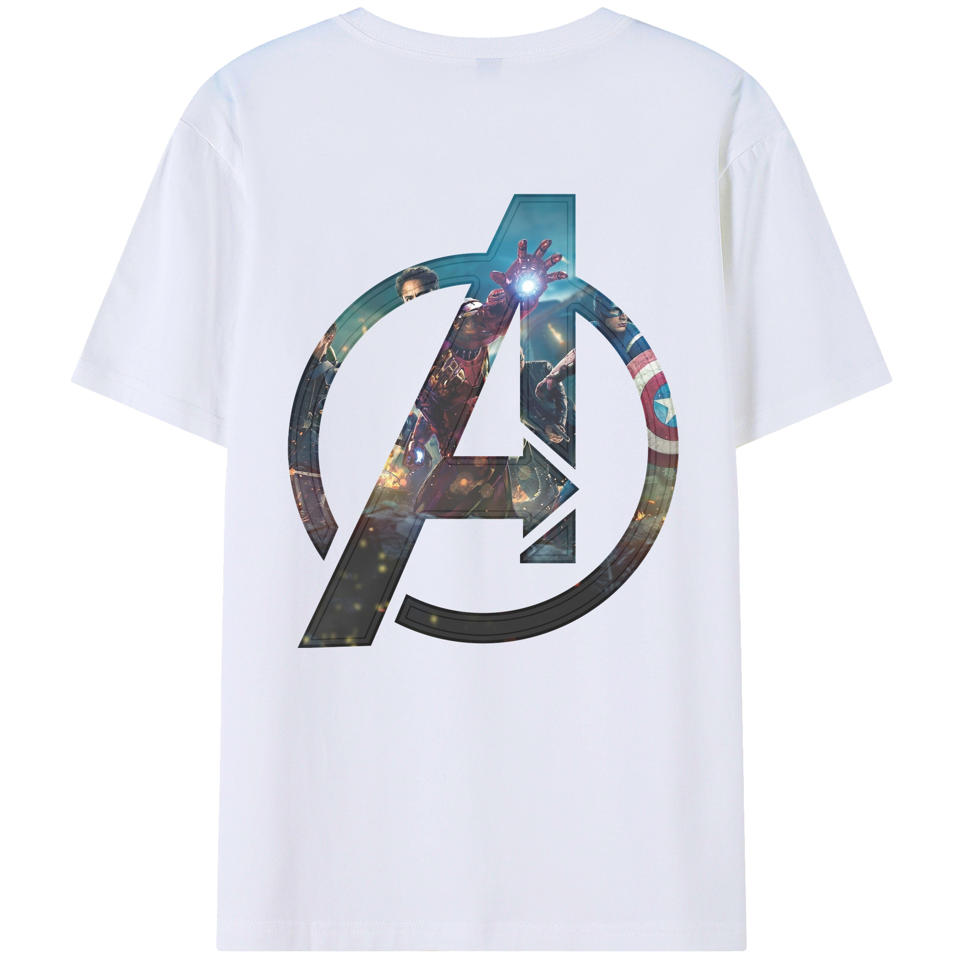（画像用） アベンジャーズ The Avengers 綿100％ メンズ半袖Tシャツ（バックプリント） 通気性
