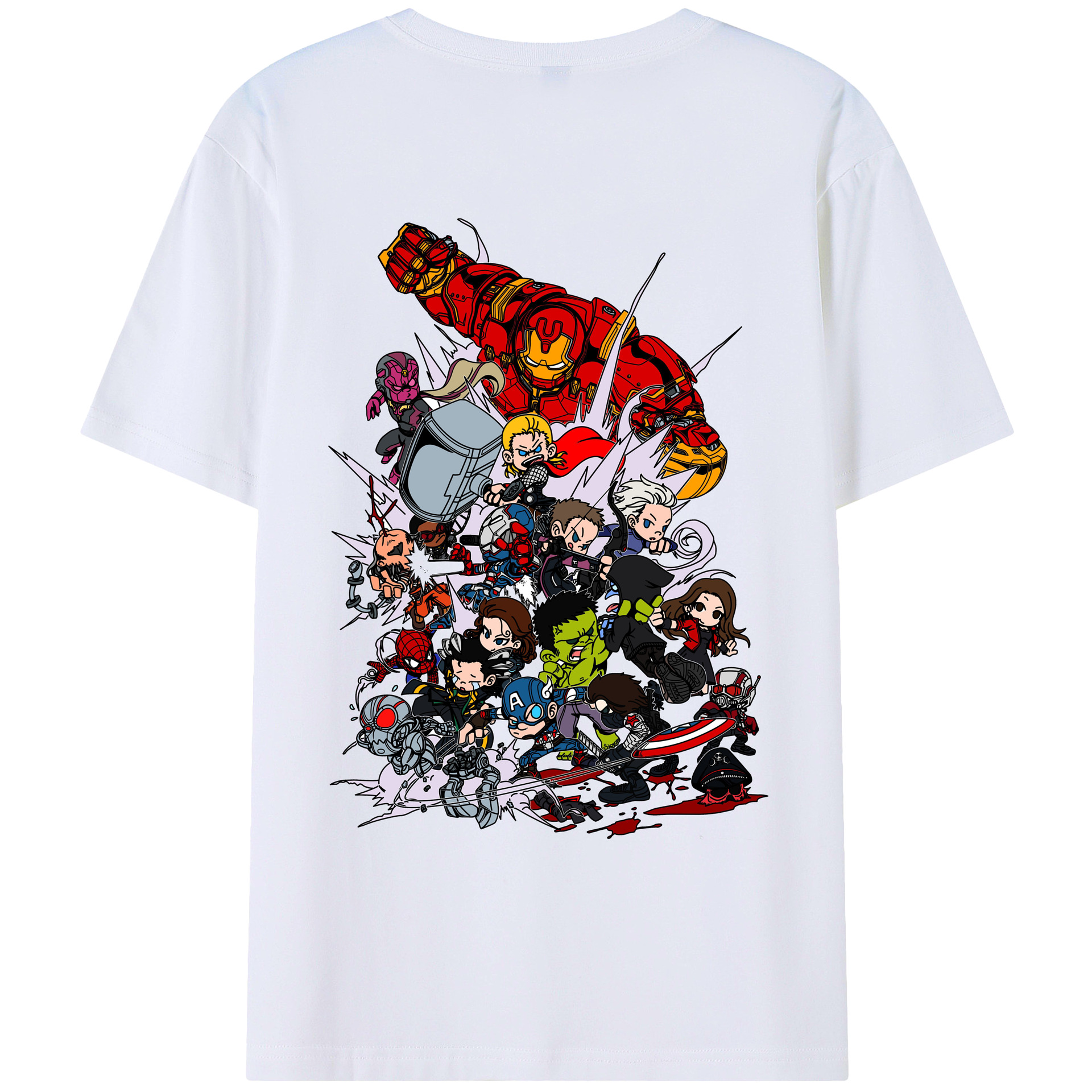 （画像用） アベンジャーズ The Avengers 綿100％ メンズ半袖Tシャツ（バックプリント） 通気性