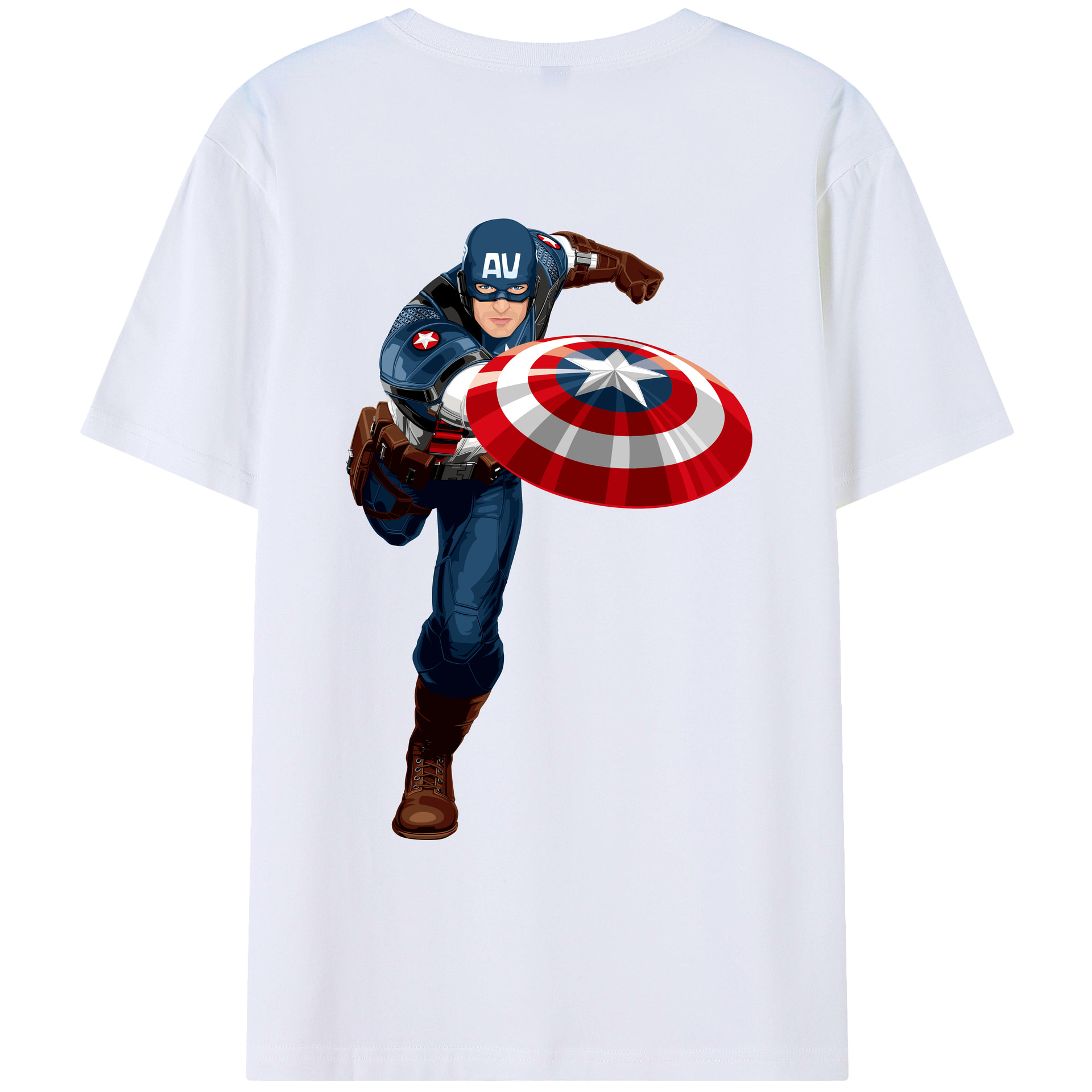 （画像用） アベンジャーズ The Avengers 綿100％ メンズ半袖Tシャツ（バックプリント） 通気性