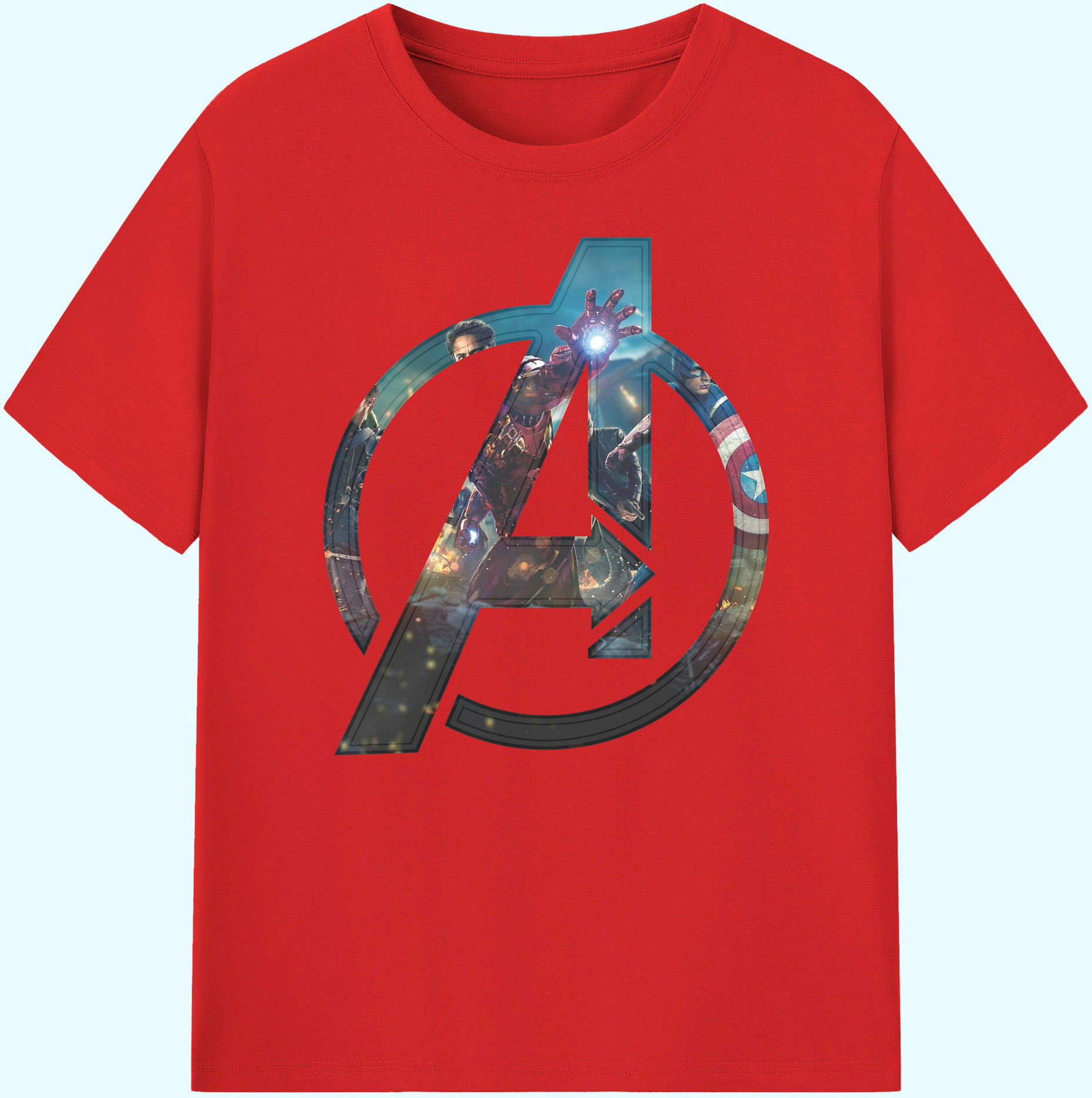 （画像用） アベンジャーズ The Avengers 綿100％ メンズ半袖Tシャツ｜肌触りやわらか＆通気性