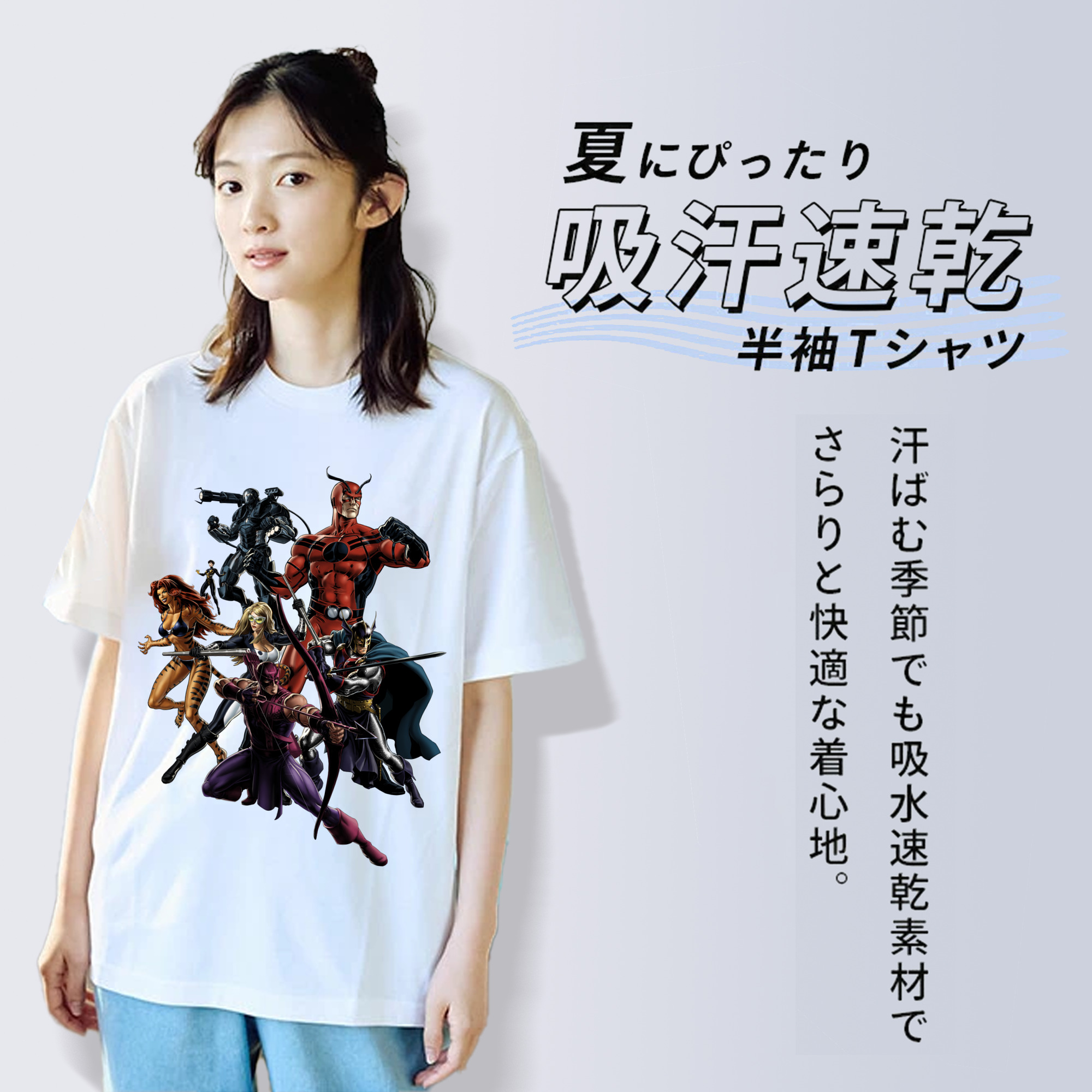 アベンジャーズ The Avengers レディースカジュアルプリントTシャツ（綿100％）