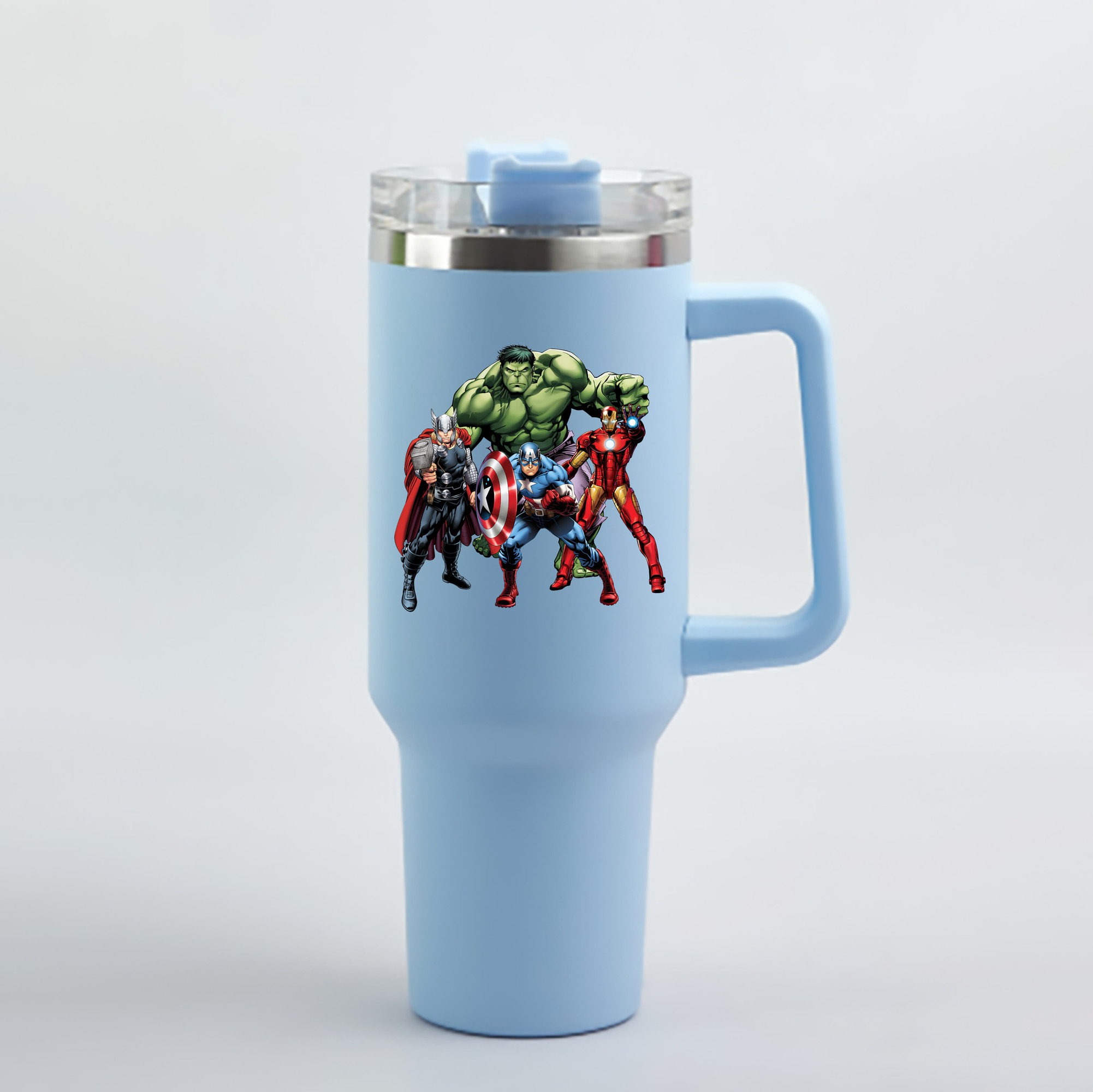 （画像用） アベンジャーズ The Avengers 1200mL車用タンブラー - クリスタルステッカー（プラスチックストロー付き）