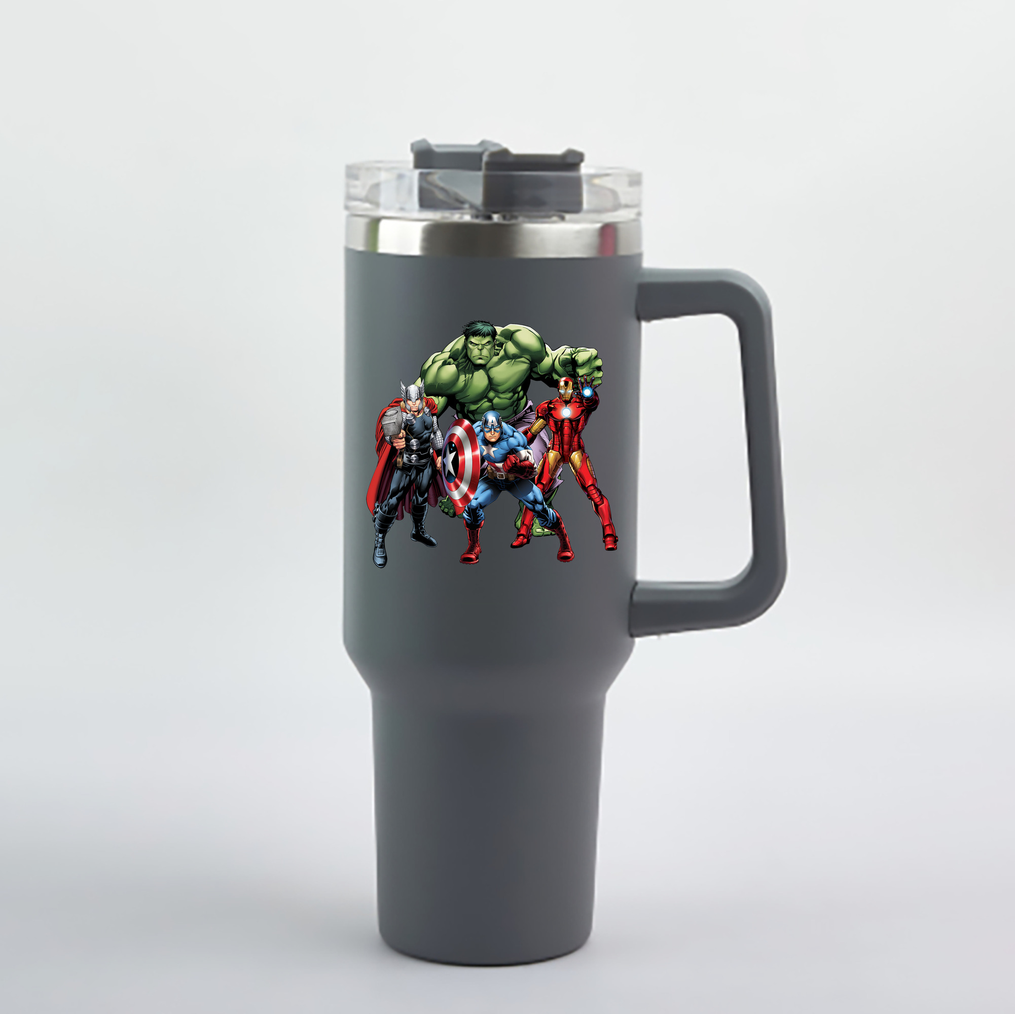 （画像用） アベンジャーズ The Avengers 1200mL車用タンブラー - クリスタルステッカー（プラスチックストロー付き）