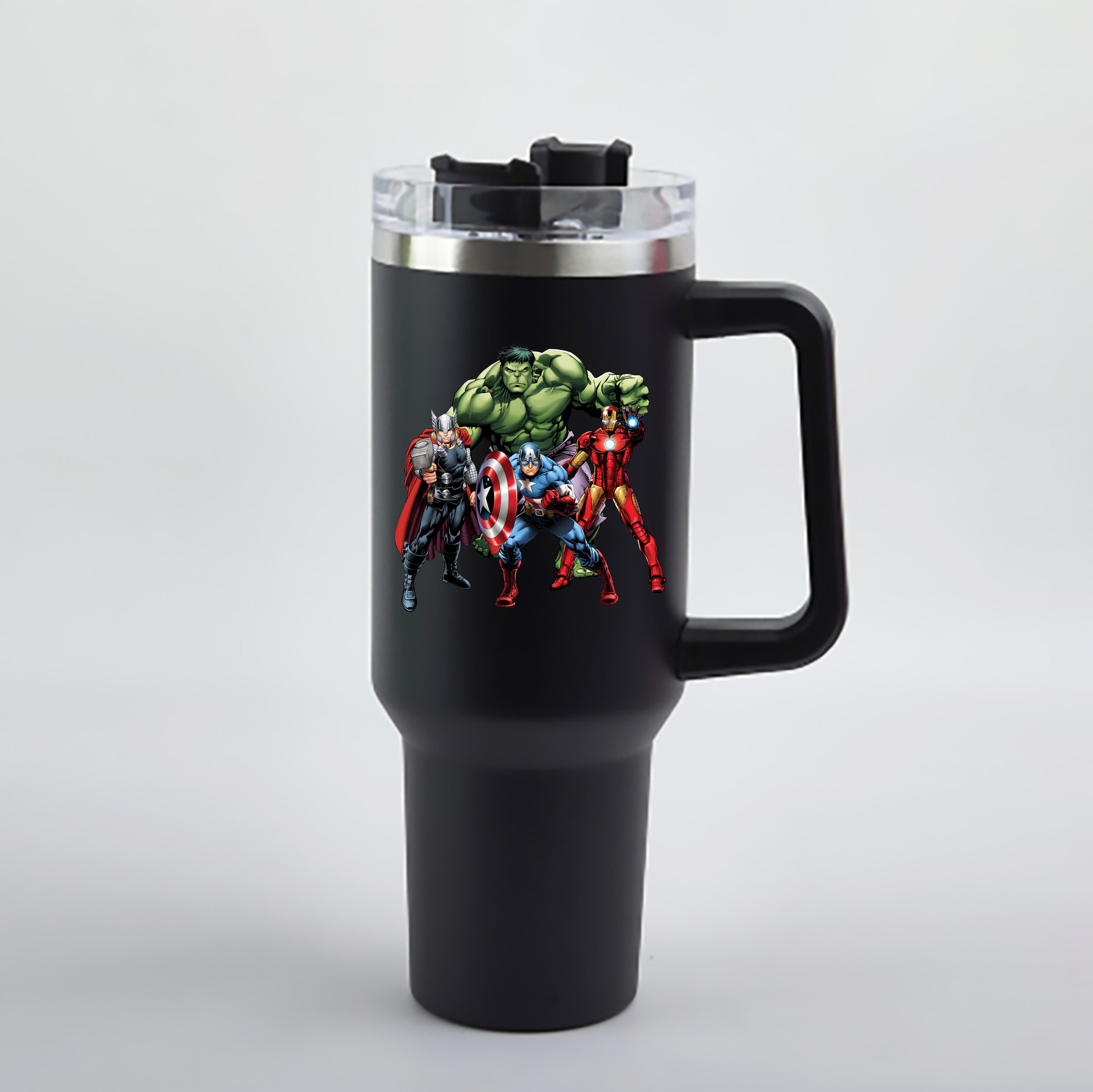 （画像用） アベンジャーズ The Avengers 1200mL車用タンブラー - クリスタルステッカー（プラスチックストロー付き）