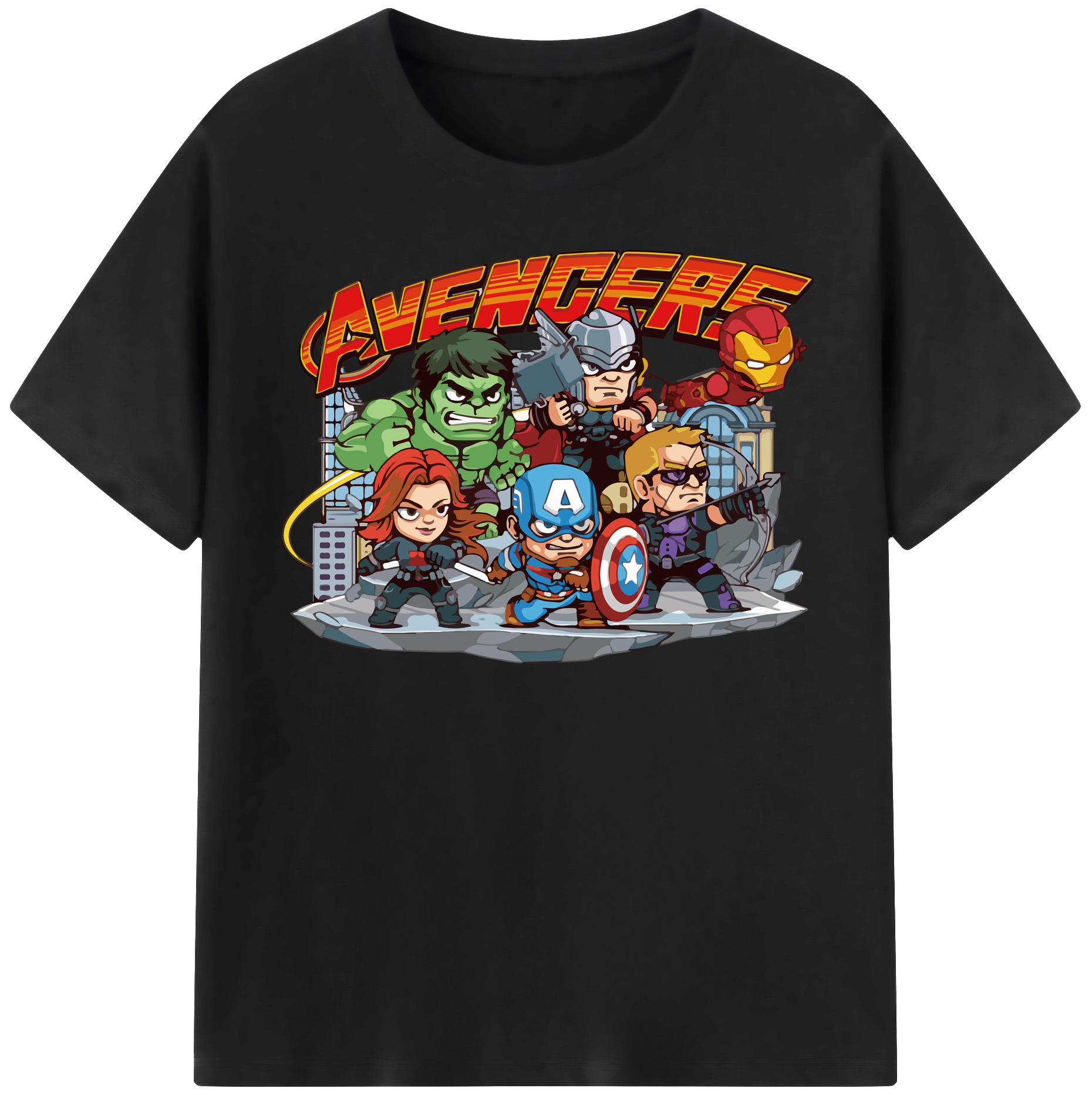 （画像用） アベンジャーズ The Avengers 綿100％半袖Tシャツ（フロントプリント）