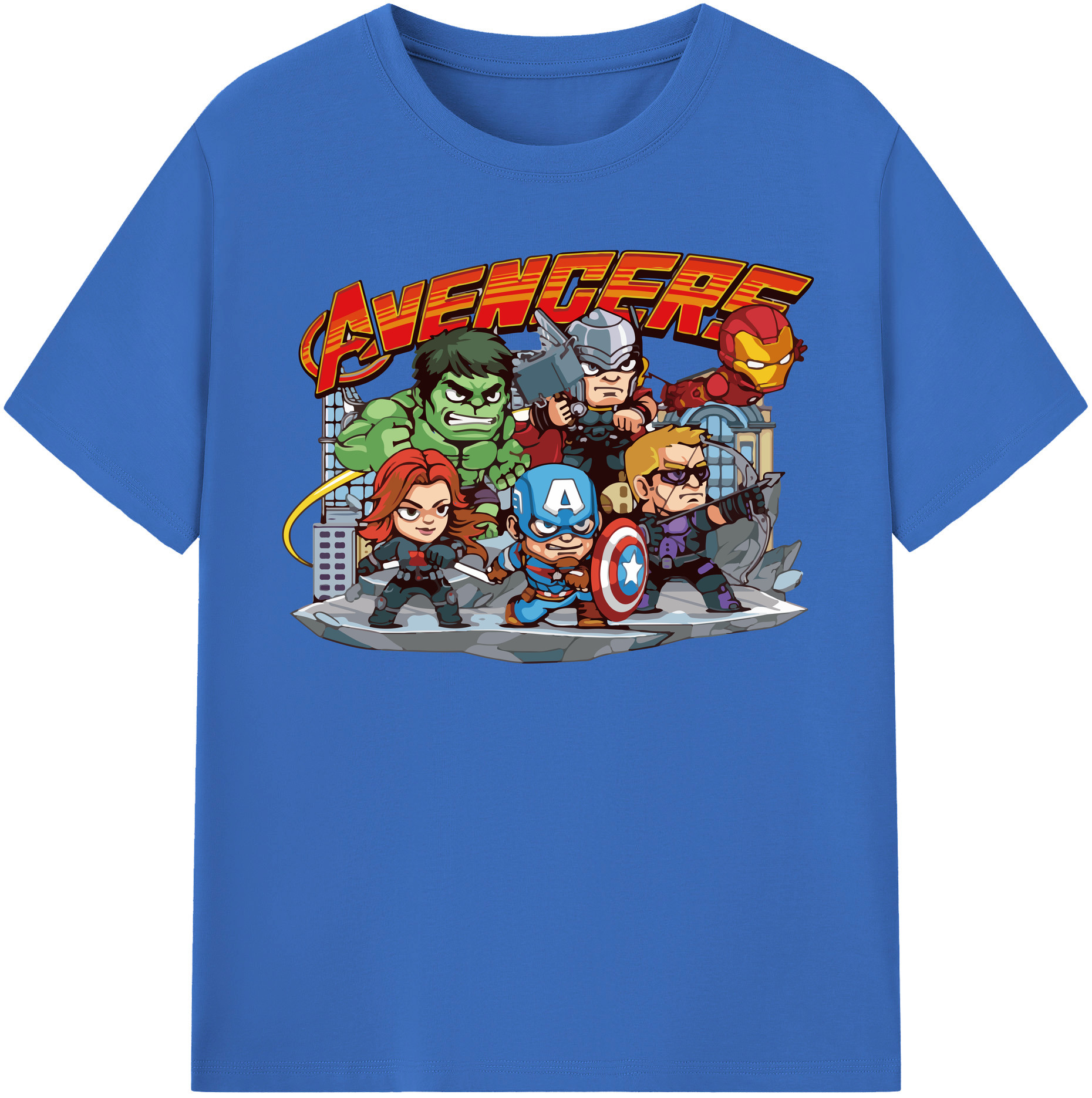 （画像用） アベンジャーズ The Avengers 綿100％半袖Tシャツ（フロントプリント）