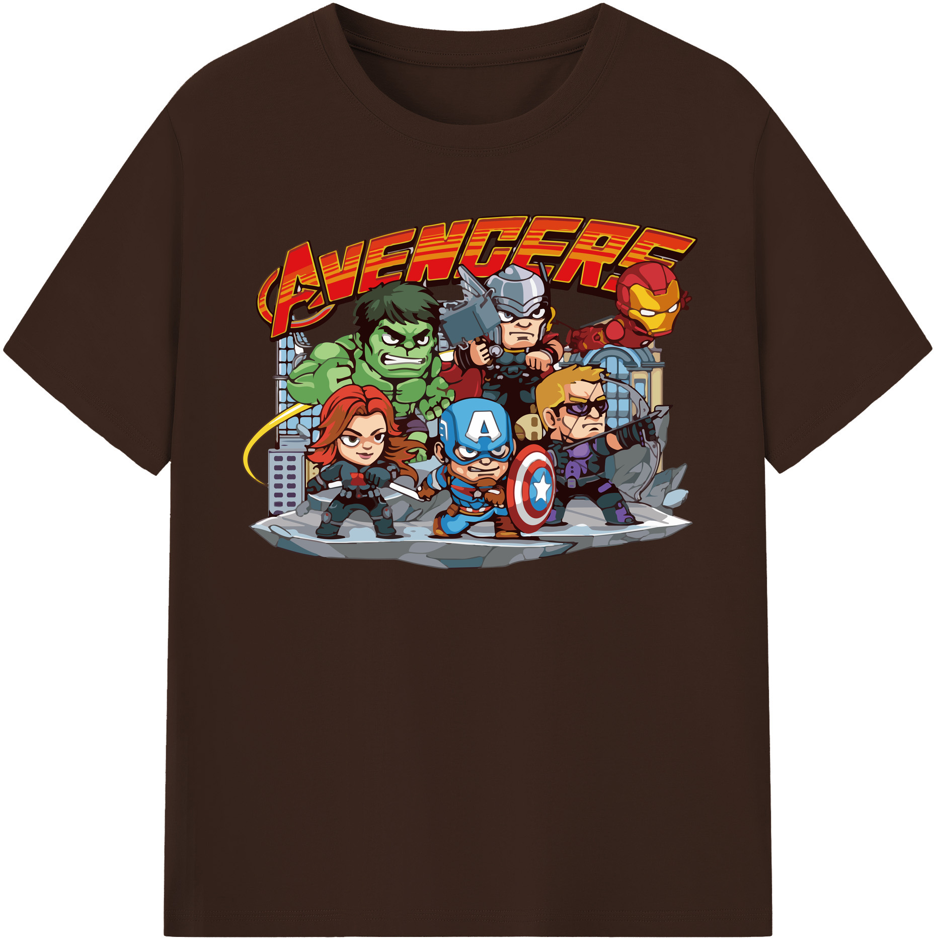 （画像用） アベンジャーズ The Avengers 綿100％半袖Tシャツ（フロントプリント）