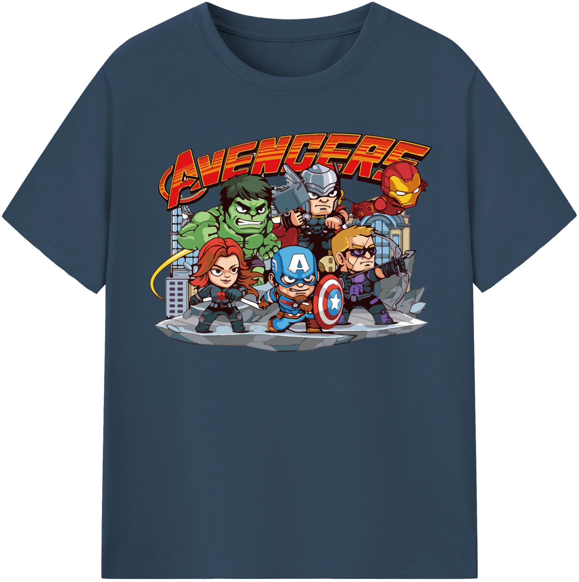 （画像用） アベンジャーズ The Avengers 綿100％半袖Tシャツ（フロントプリント）