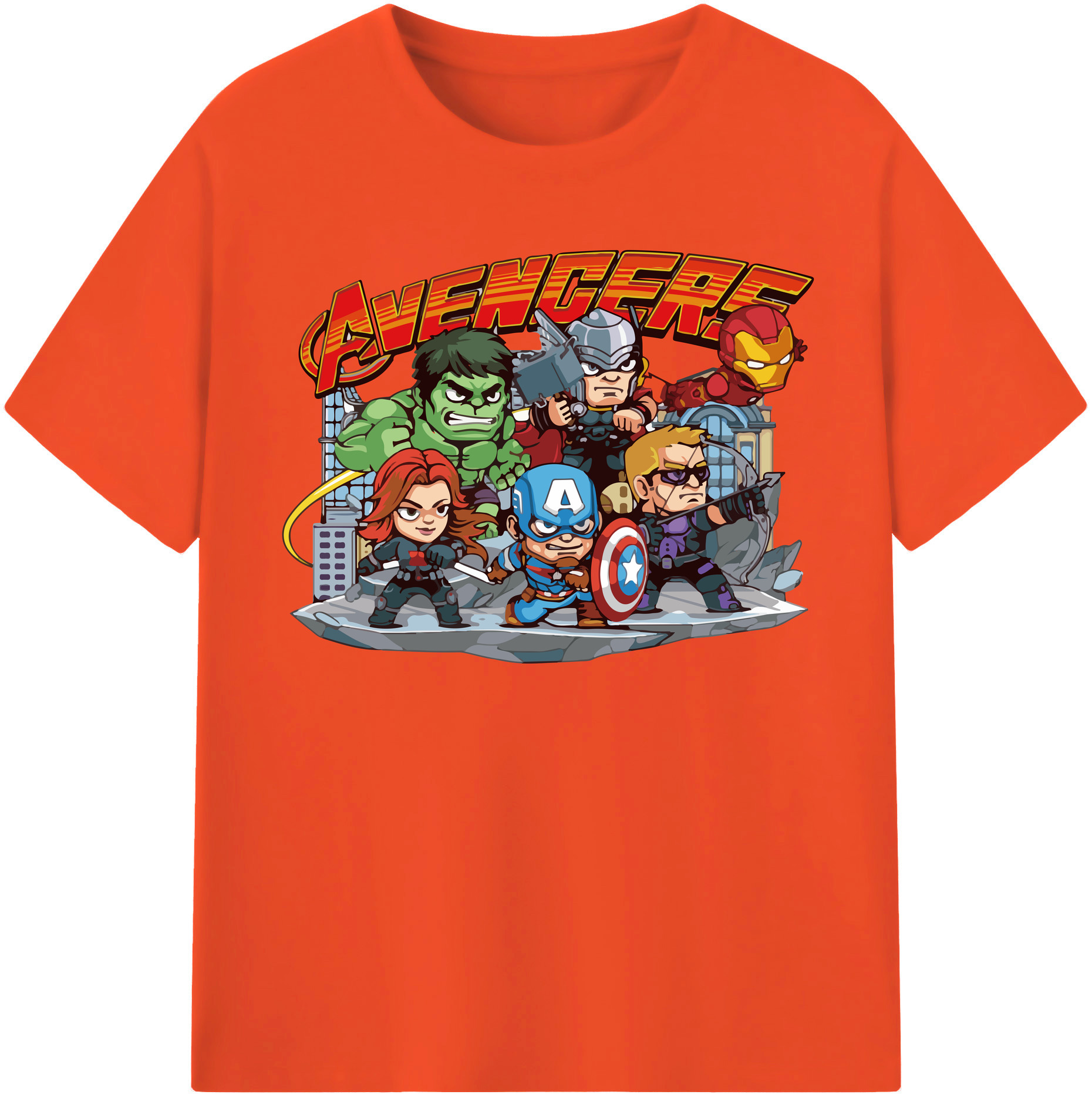 （画像用） アベンジャーズ The Avengers 綿100％半袖Tシャツ（フロントプリント）