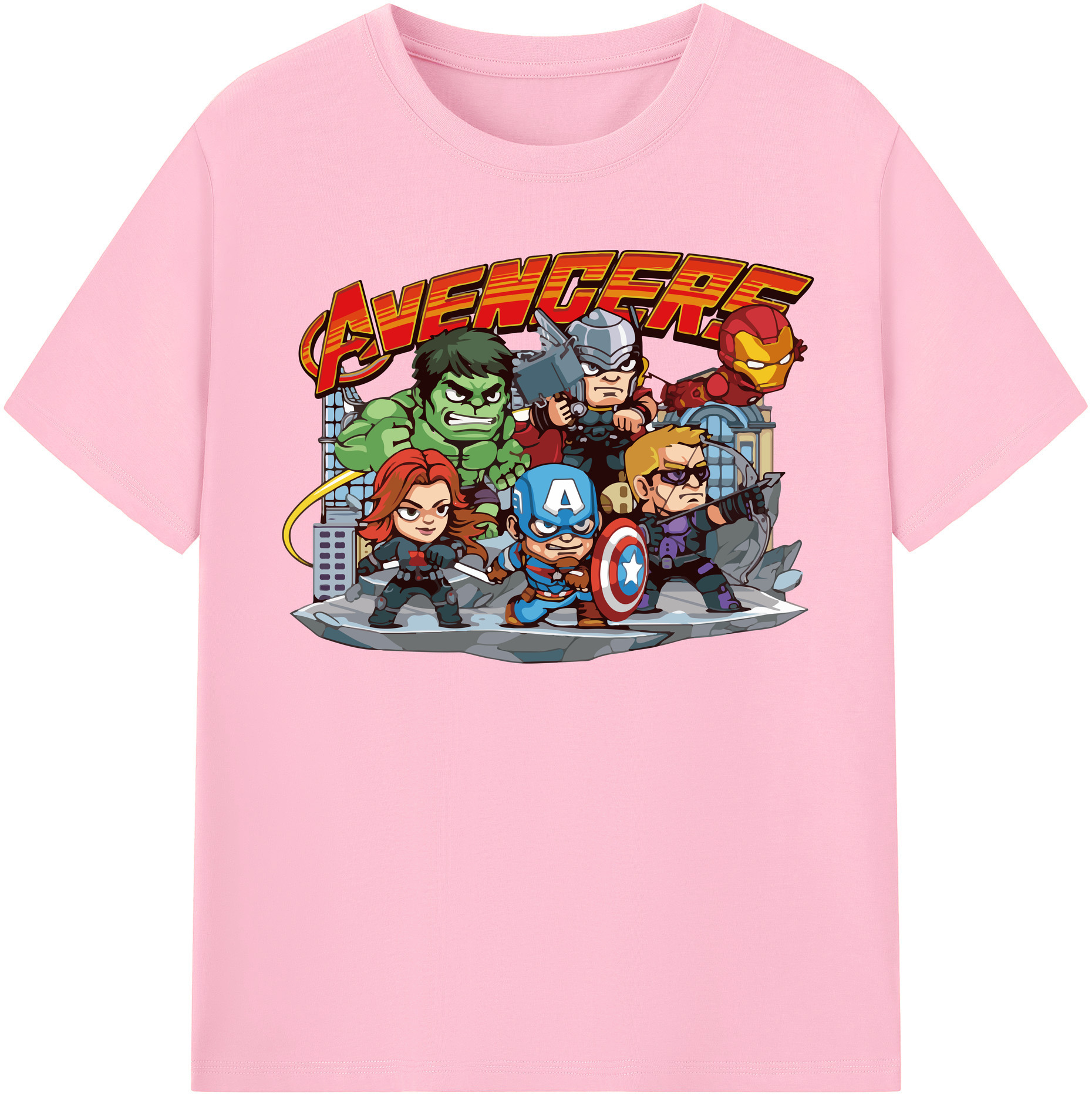 （画像用） アベンジャーズ The Avengers 綿100％半袖Tシャツ（フロントプリント）