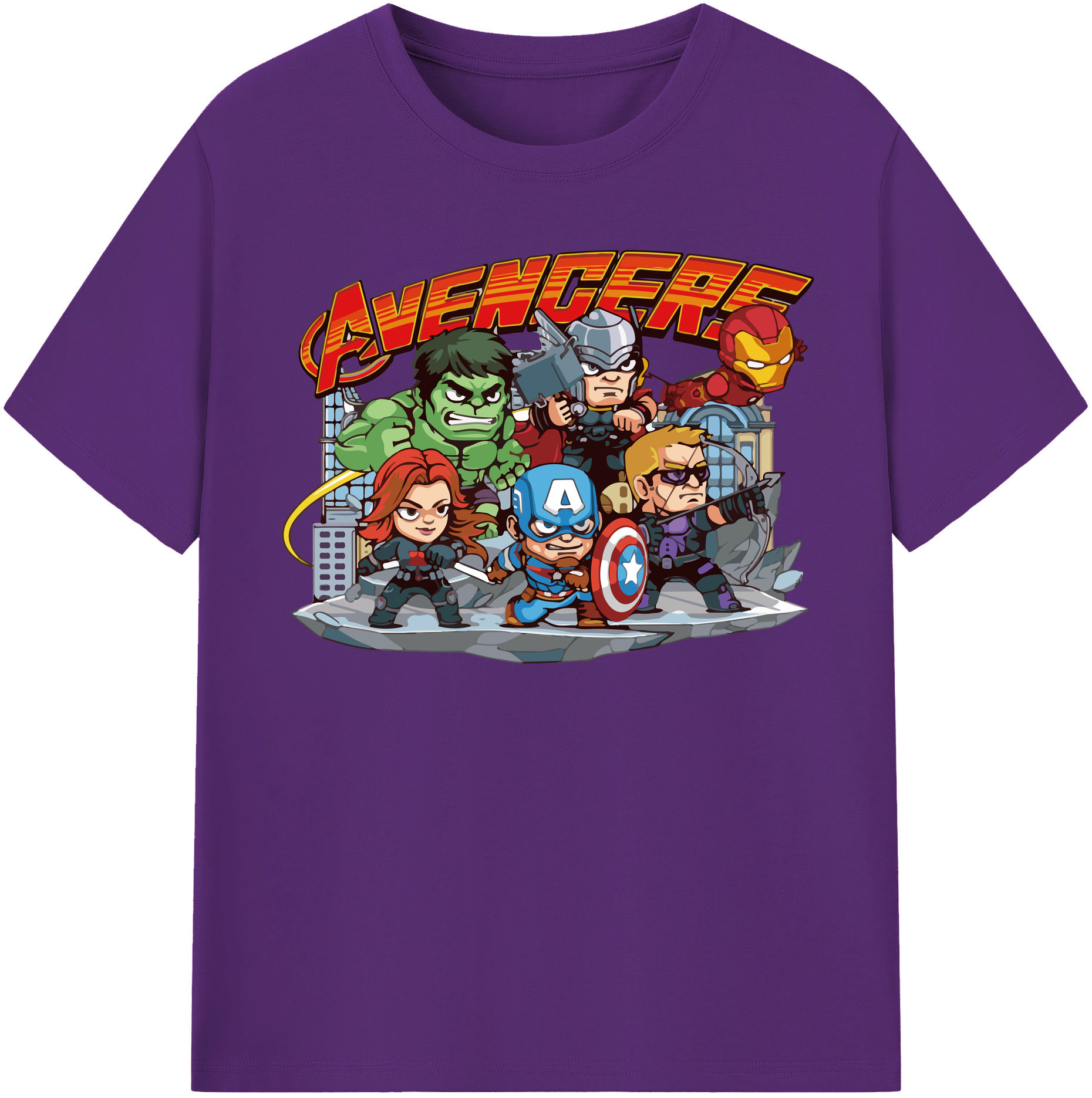 （画像用） アベンジャーズ The Avengers 綿100％半袖Tシャツ（フロントプリント）