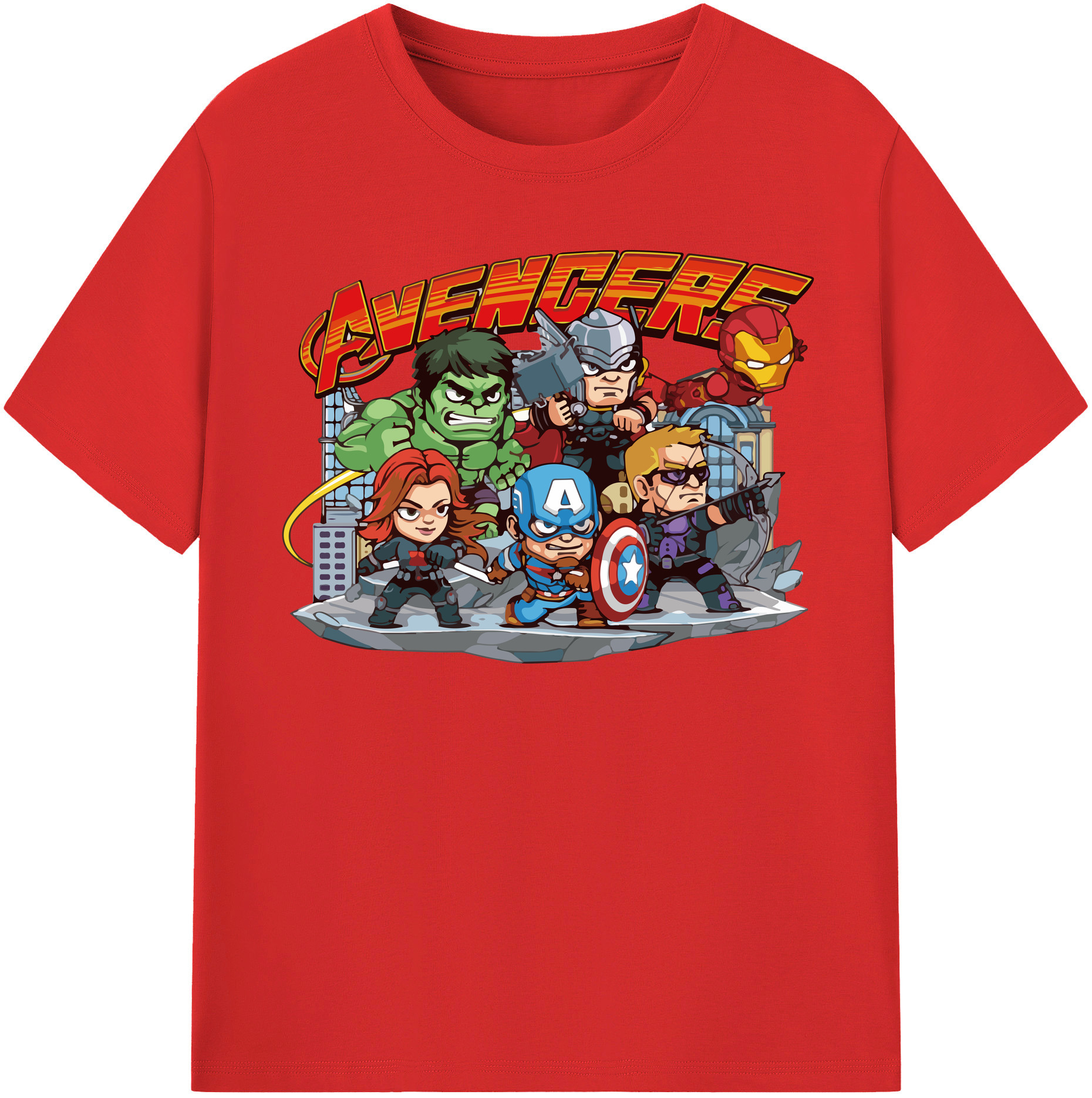 （画像用） アベンジャーズ The Avengers 綿100％半袖Tシャツ（フロントプリント）