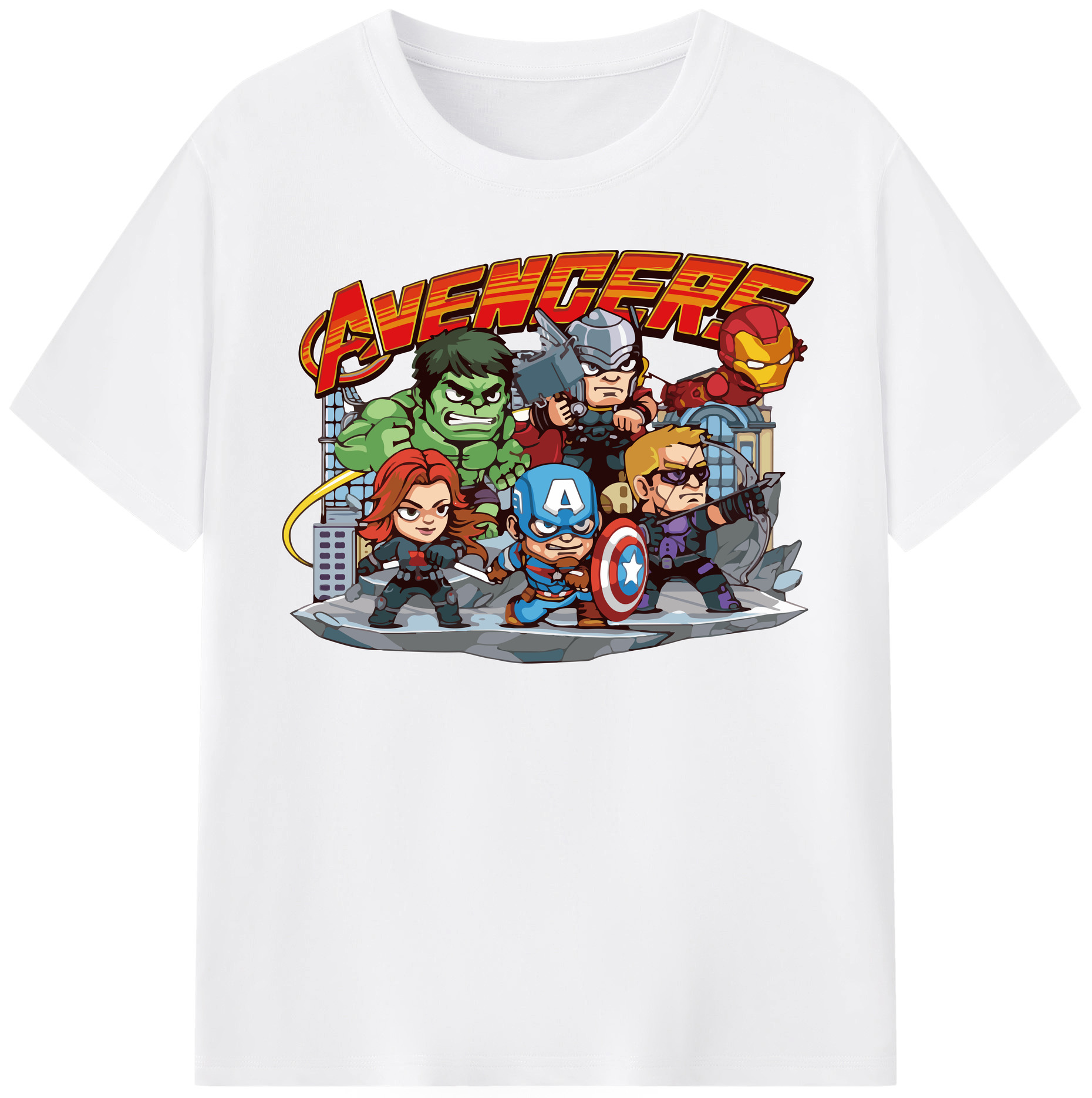 （画像用） アベンジャーズ The Avengers 綿100％半袖Tシャツ（フロントプリント）