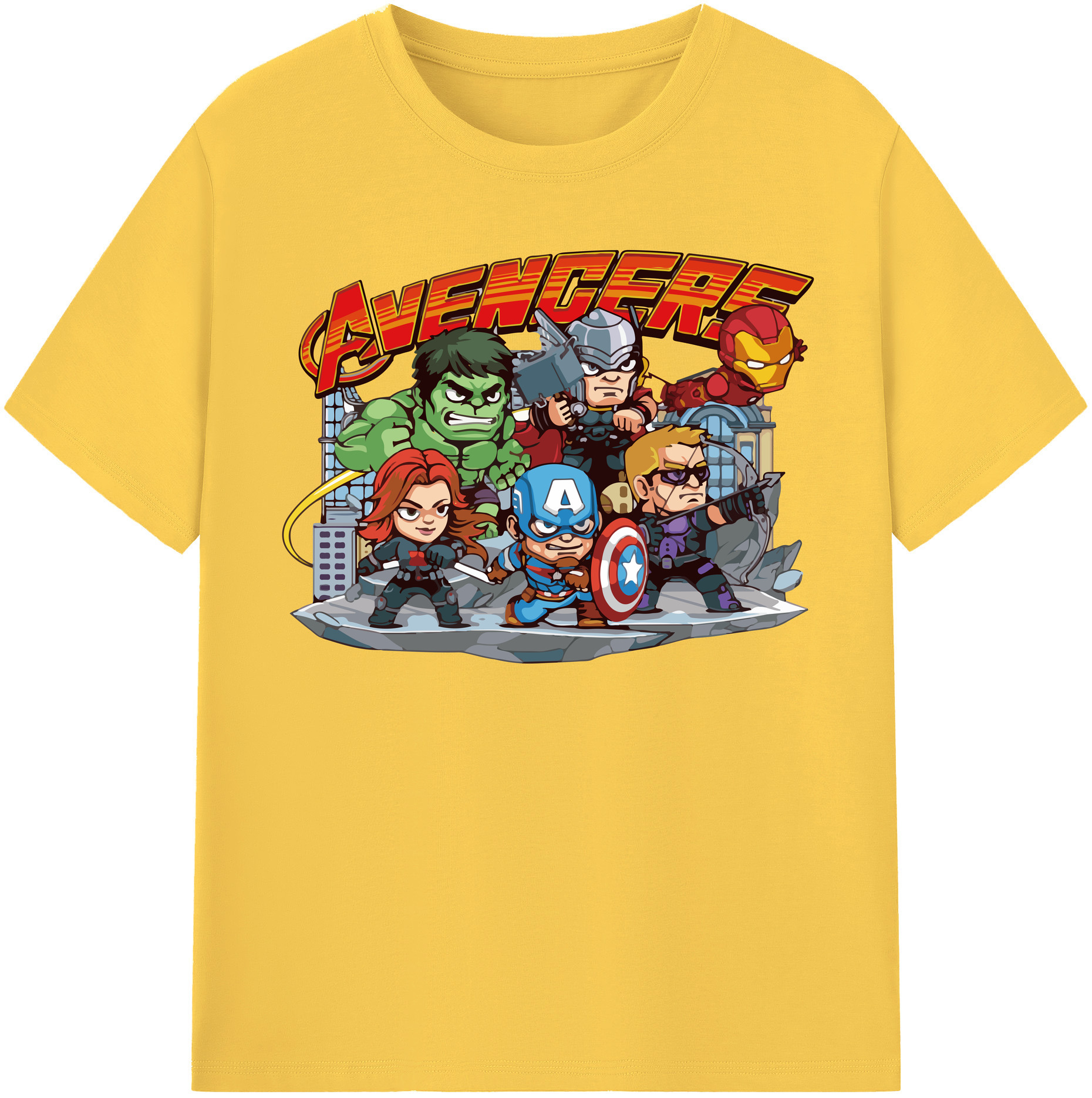 （画像用） アベンジャーズ The Avengers 綿100％半袖Tシャツ（フロントプリント）