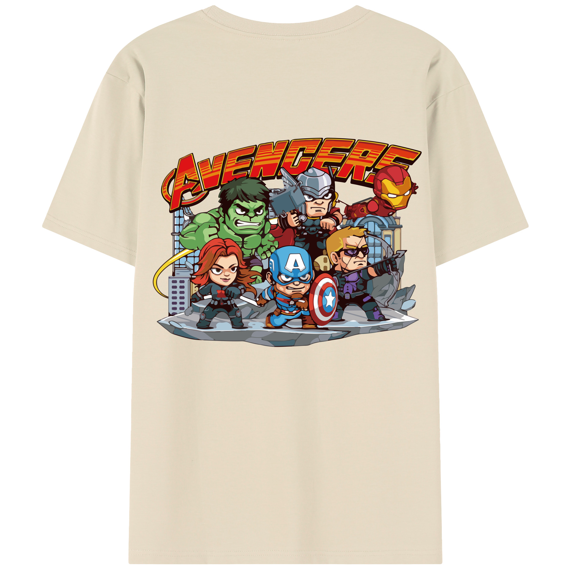 （画像用） アベンジャーズ The Avengers 綿100％半袖Tシャツ（背面プリント）