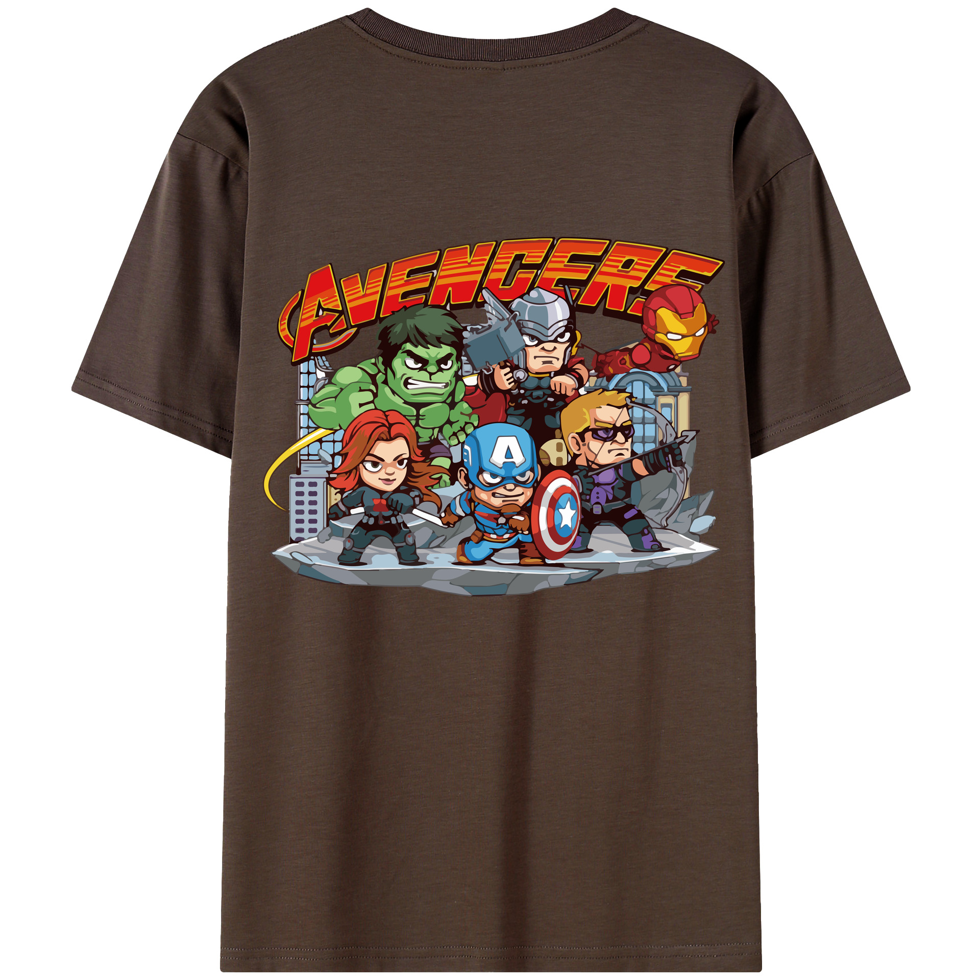 （画像用） アベンジャーズ The Avengers 綿100％半袖Tシャツ（背面プリント）
