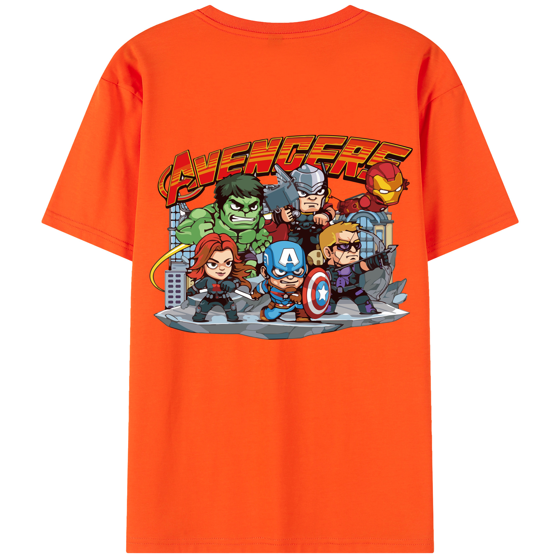 （画像用） アベンジャーズ The Avengers 綿100％半袖Tシャツ（背面プリント）