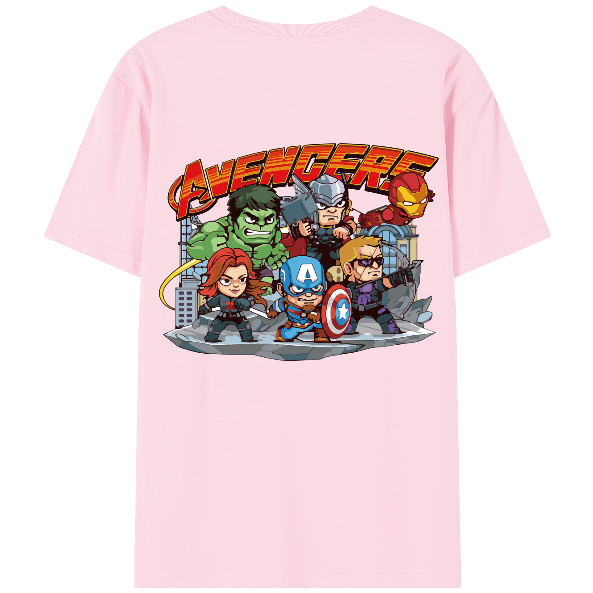 （画像用） アベンジャーズ The Avengers 綿100％半袖Tシャツ（背面プリント）