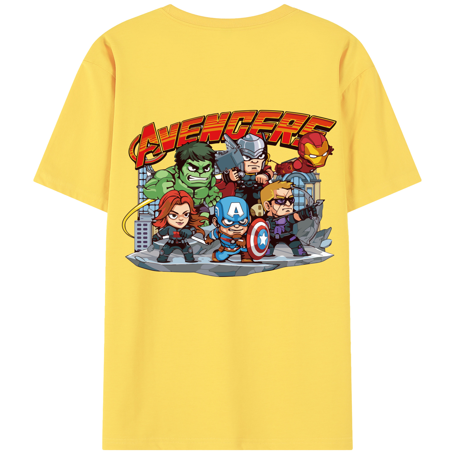 （画像用） アベンジャーズ The Avengers 綿100％半袖Tシャツ（背面プリント）